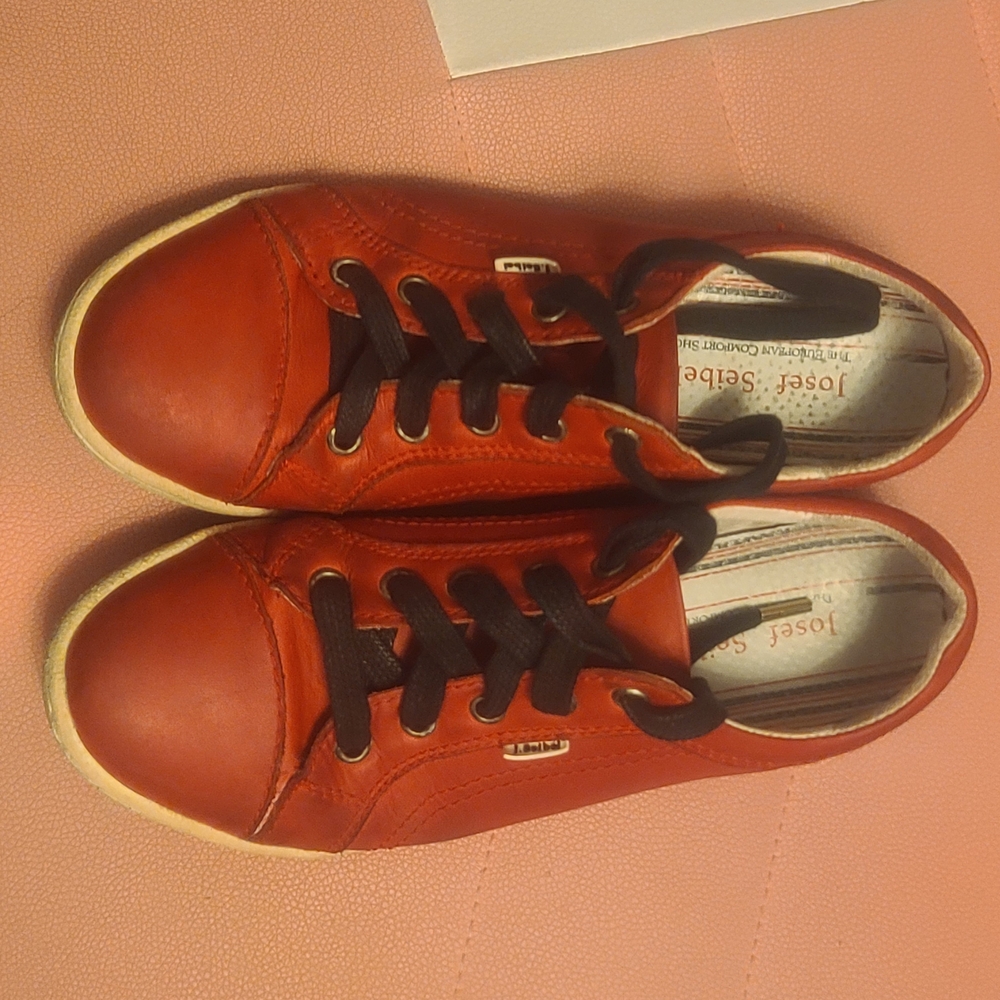 Josef Seibel Women's Red Leather Sneakers